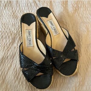Jimmy Choo Black Espadrille Slides